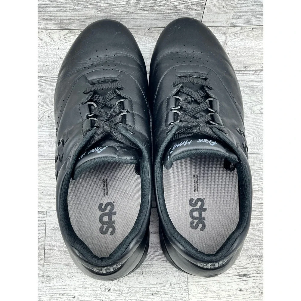 SAS Free Time Women Sz 8.5W Black Leather Walking Shoes Sneakers Made‎ in USA